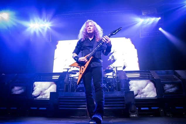 Dave Mustaine performs with Megadeth at the Matthew Knight Arena in Eugene, OR. Photo by Keith Lancaster.